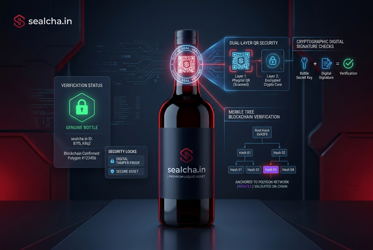 Dual-layer cryptographic product authenticity and first-opening verification anchored to Polygon